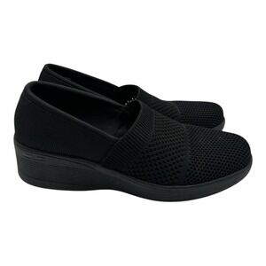 Skechers Pier Lite Wow Factor Shoes Womens 11 Black Slip‎ On Wedge Mesh 158410